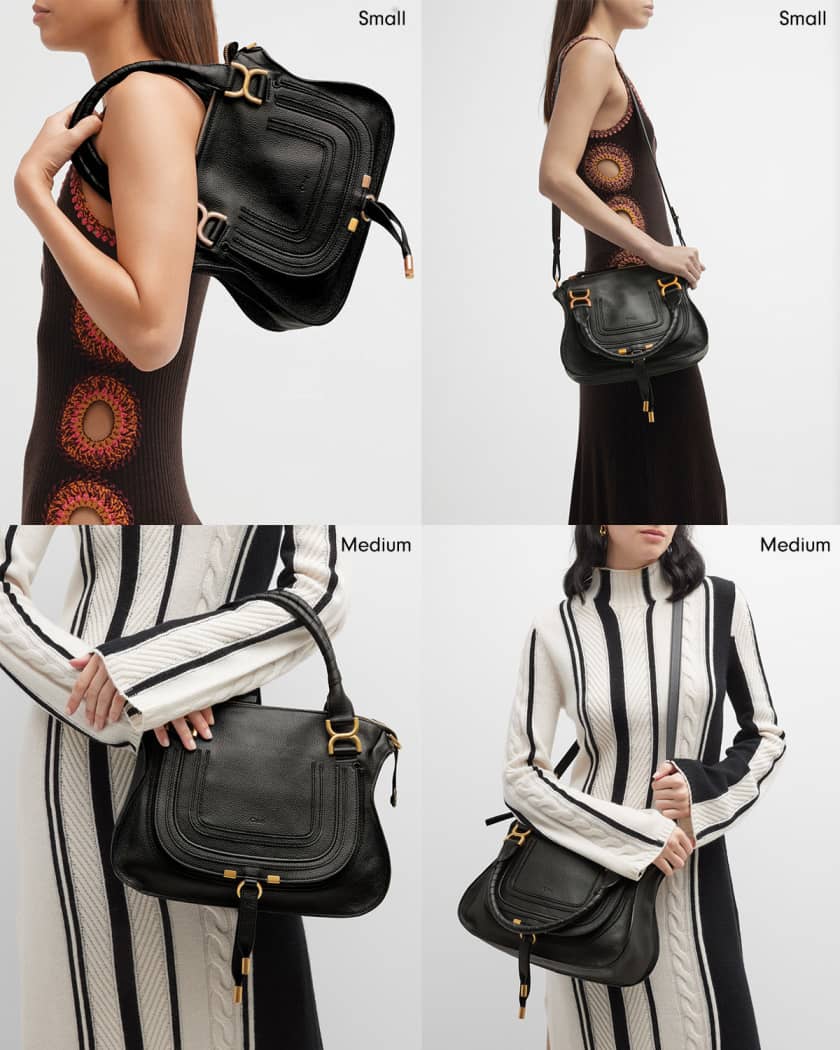 Marcie Medium Double Carry Satchel Bag in Grained Leather
