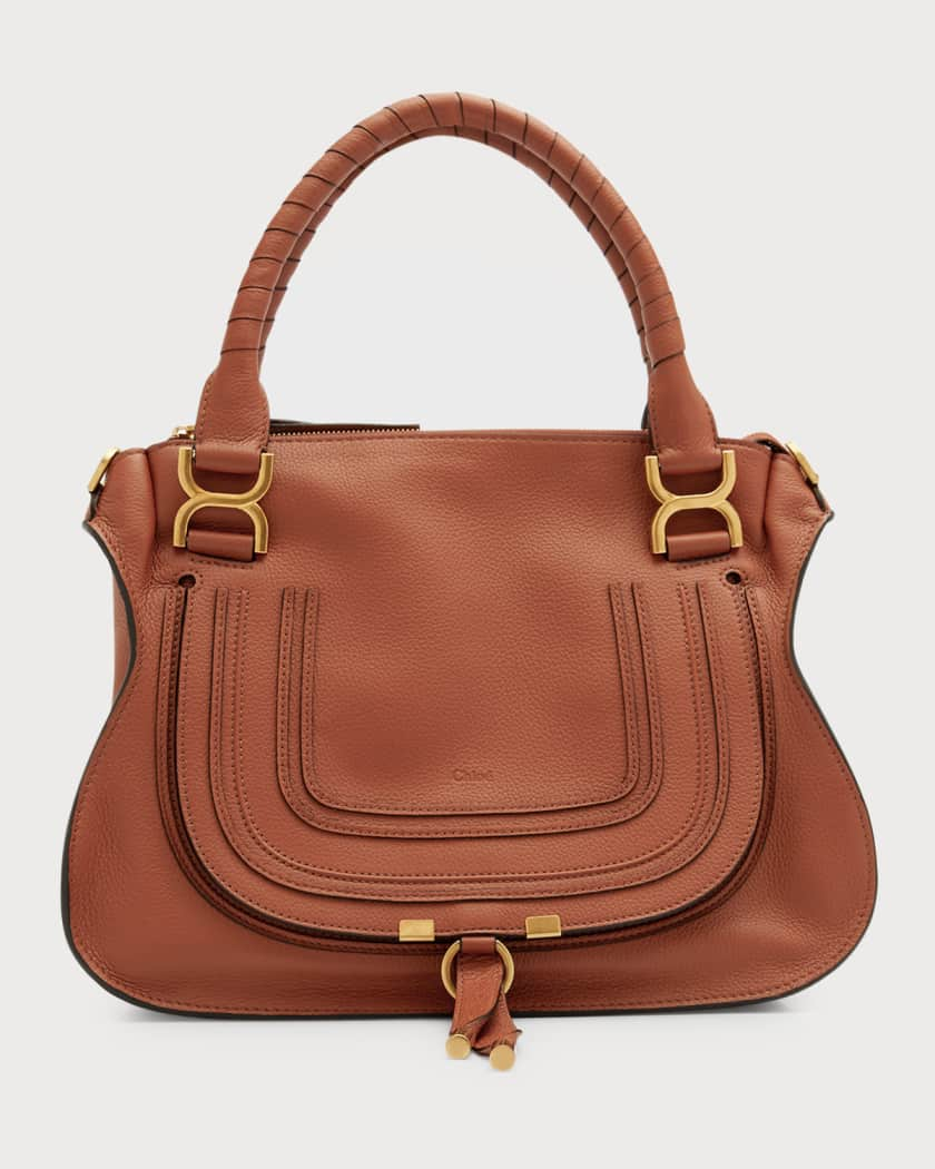 Marcie Medium Double Carry Satchel Bag in Grained Leather