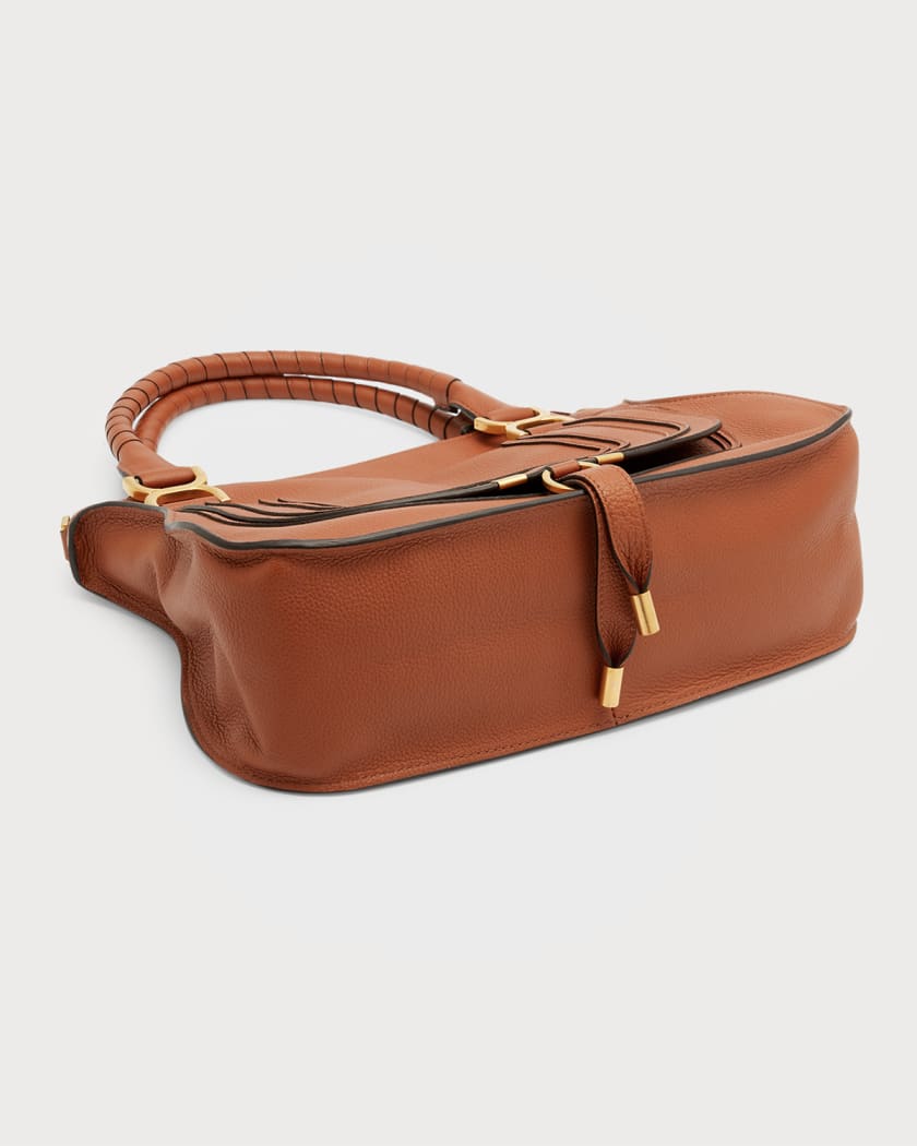 Marcie Medium Double Carry Satchel Bag in Grained Leather