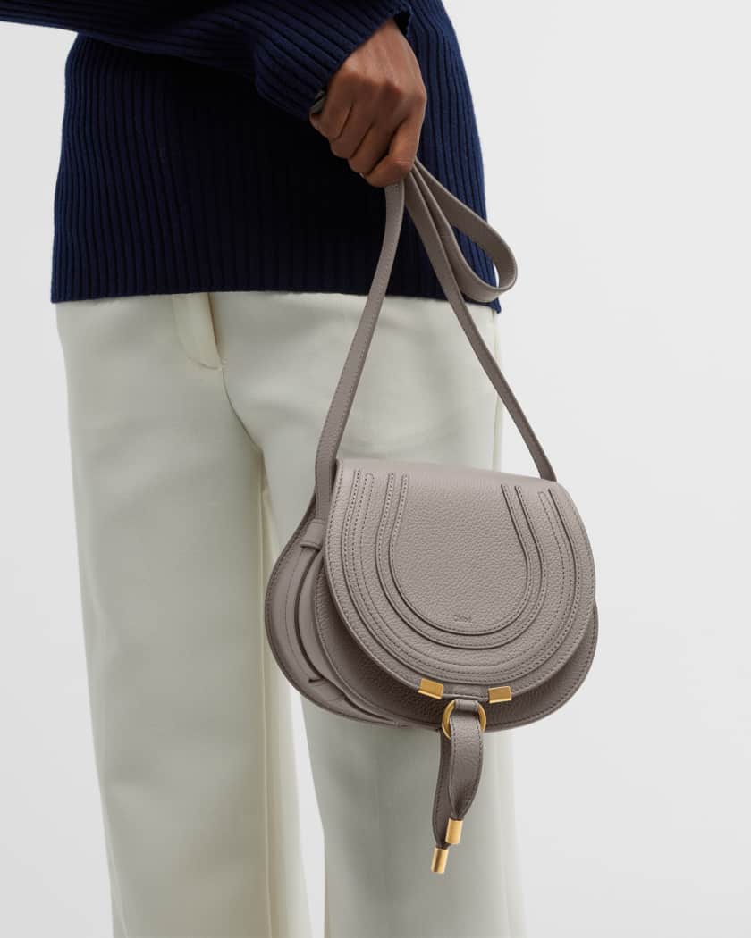 Marcie Small Leather Crossbody Bag in Grey - Chloe