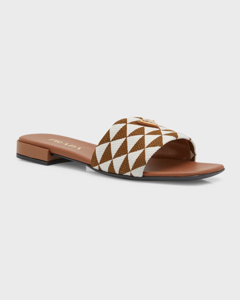 Woven flat sandals prada clearance
