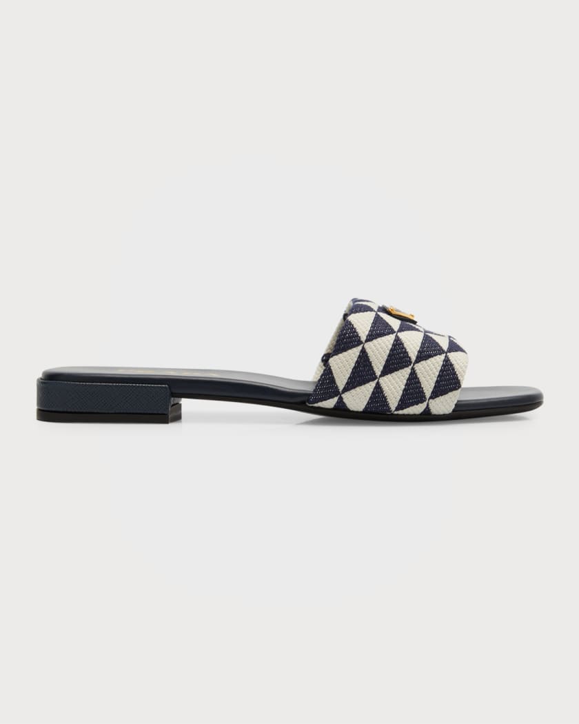 Prada Triangle Jacquard Flat Sandals | Neiman Marcus