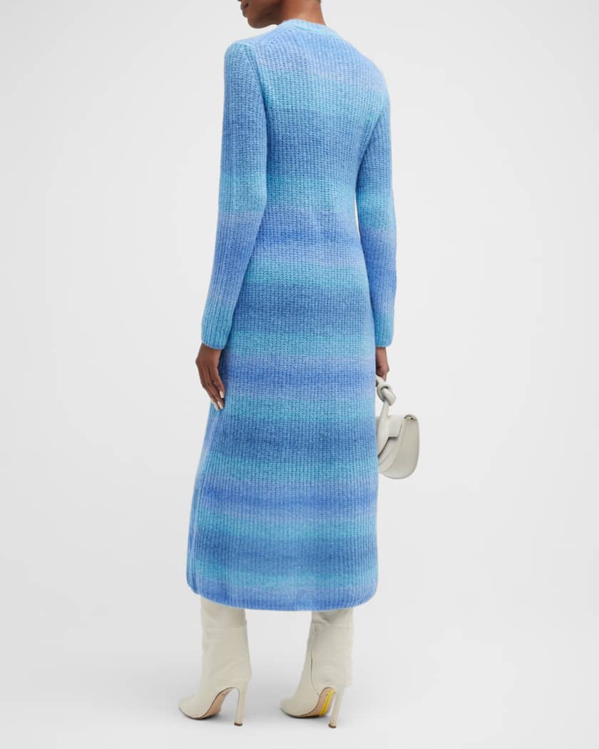 Vince ribbed-knit midi dress - Blue