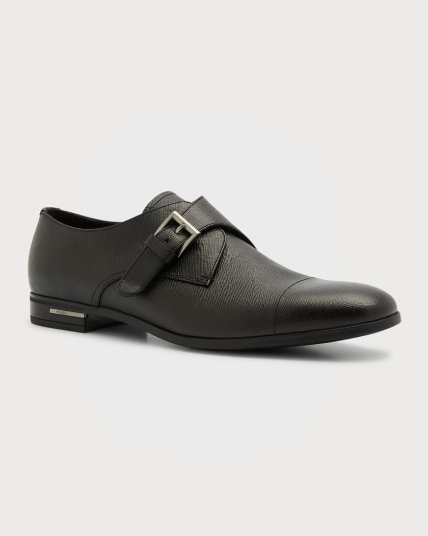 Men s Saffiano Leather Monk Strap Loafers
