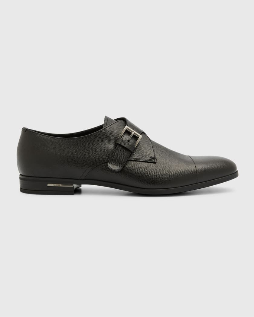 Prada Men's Saffiano Leather Monk Strap Loafers | Neiman Marcus