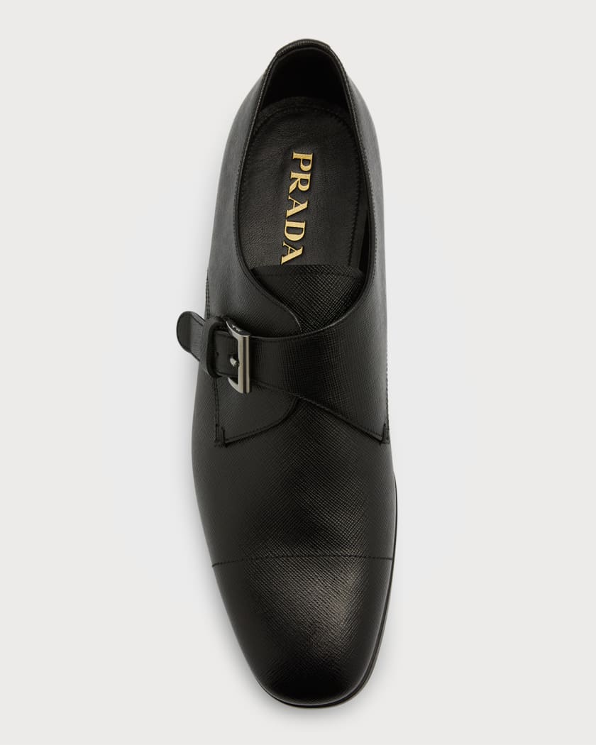 Men s Saffiano Leather Monk Strap Loafers