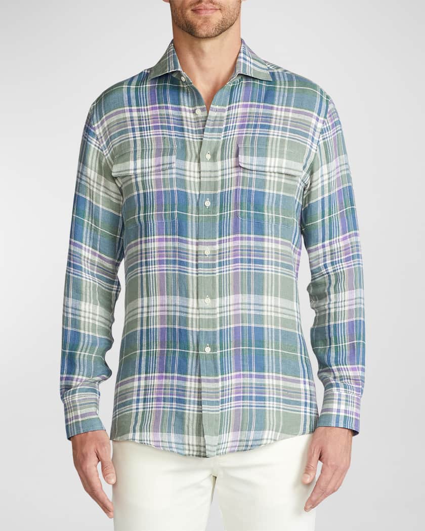 Ralph Lauren Purple Label Collar Long Sleeve Polo Shirt - Grey