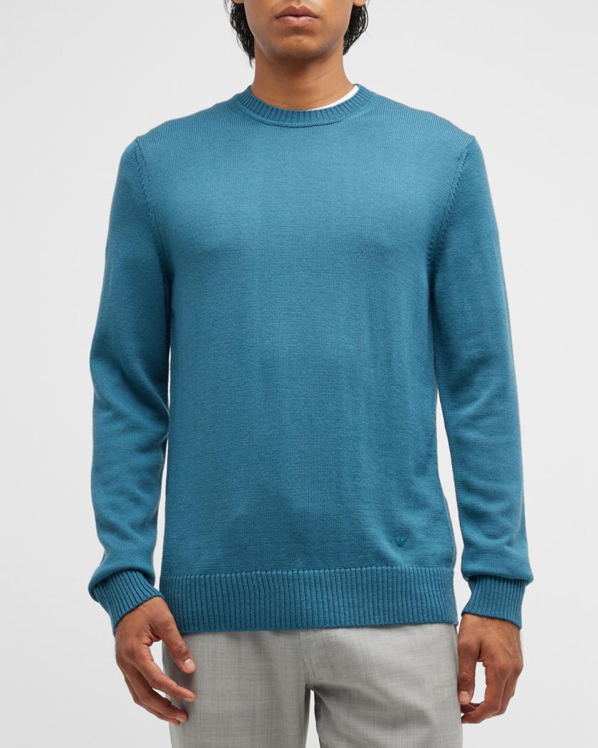 Emporio Armani Men's Cotton Crewneck Sweater | Neiman Marcus