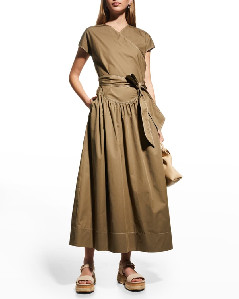 Tory Burch Poplin A-Line Wrap Dress | Neiman Marcus