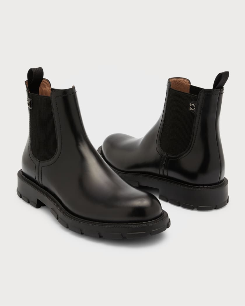 Ferragamo Men's Iago Leather Chelsea Boots | Neiman Marcus Salvatore Ferragamo Mens Boots