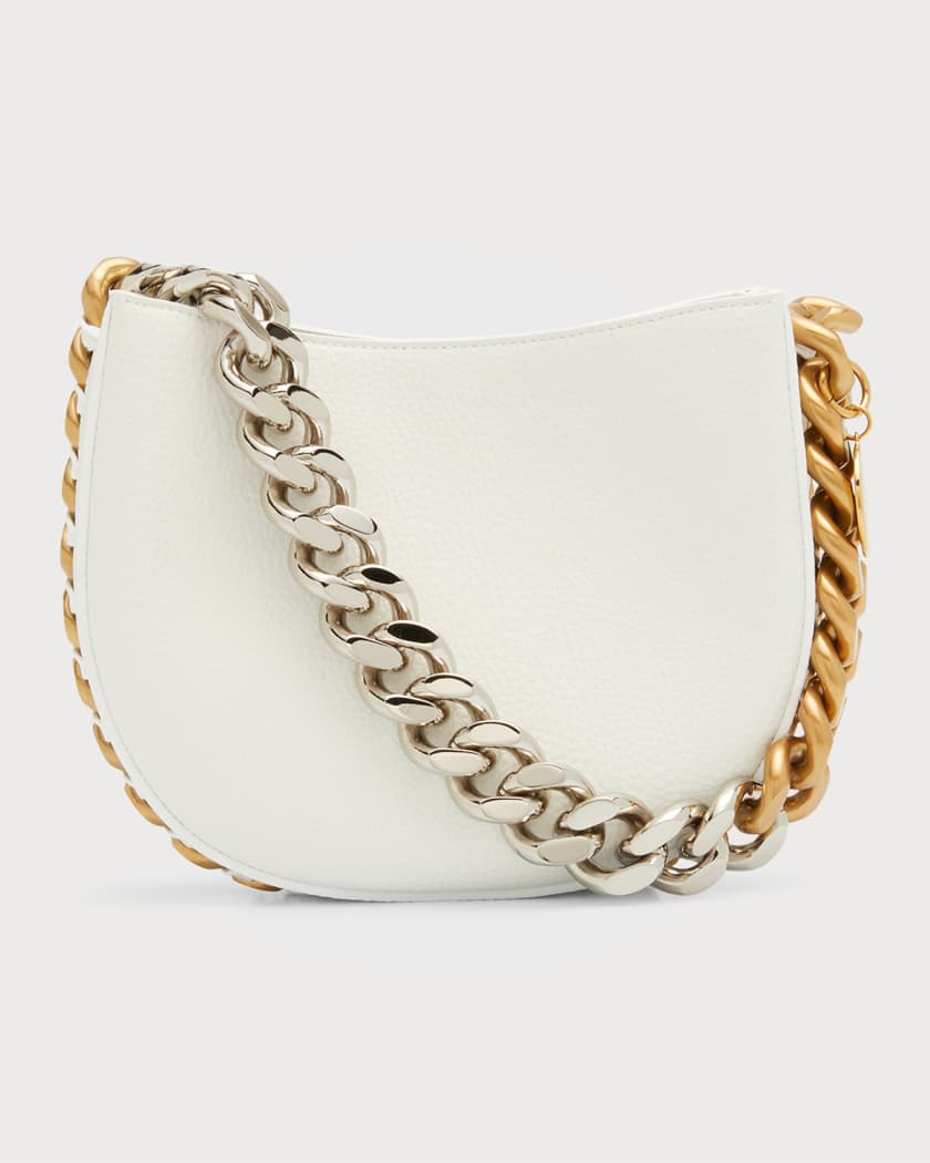 Faux Leather Chain Baguette Bag