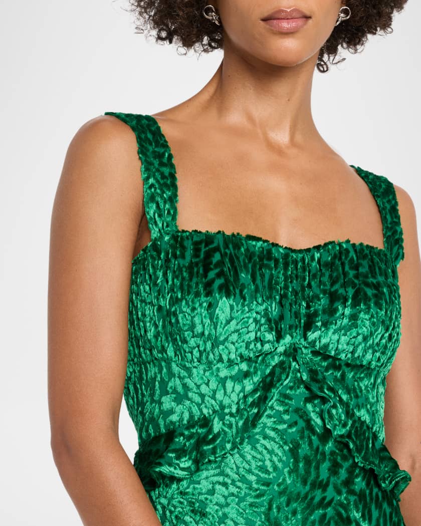 saloni chandra silk ruffled dress SALONI Chandra Ruffled Floral-Print Silk Crepe De Chine Mini Dress