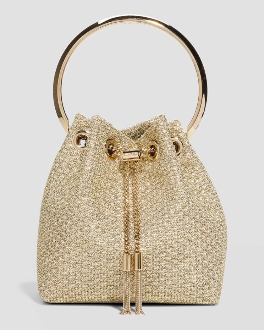 Bucket Women Bags Designer Silver Metal Sequins Chain Woven Bag