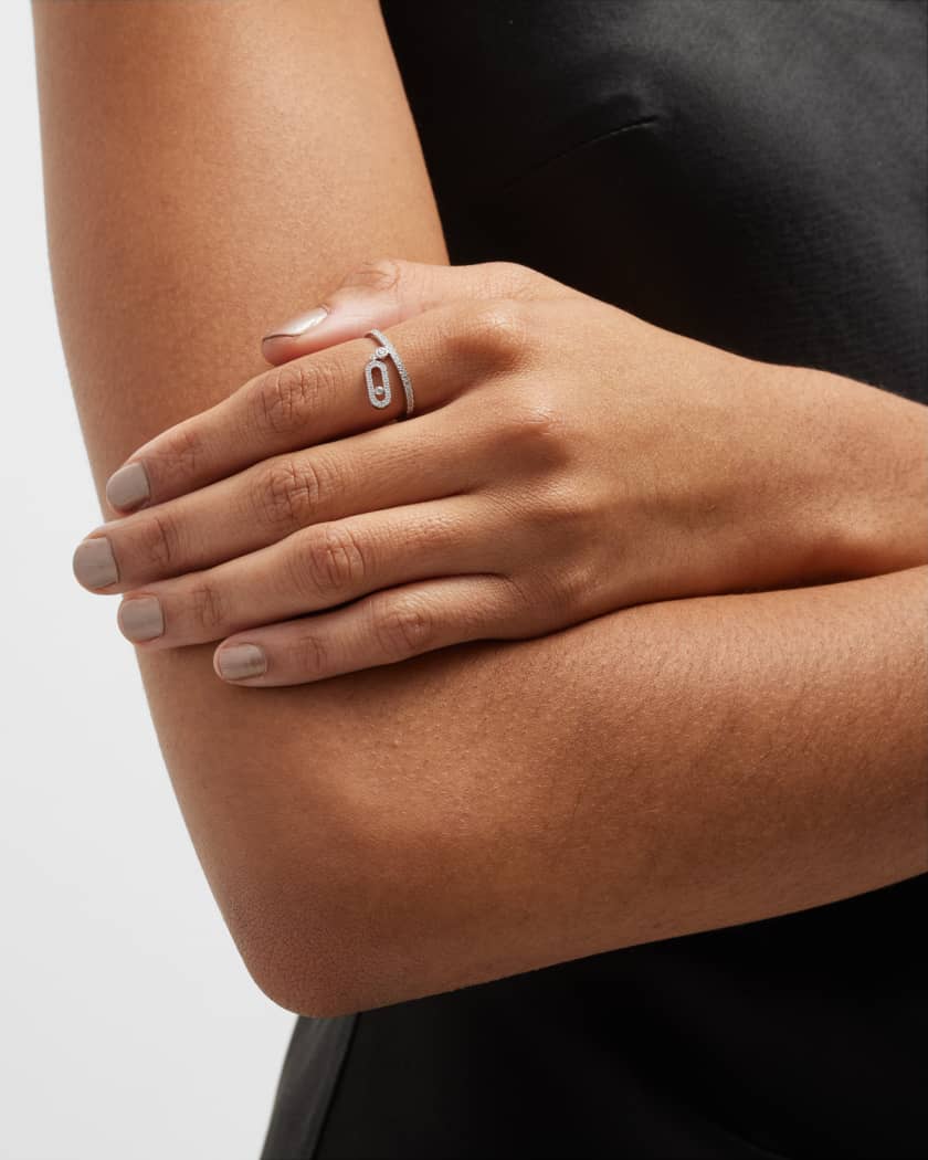 Move Uno 18K White Gold Pav Drop Diamond Ring Neiman Marcus