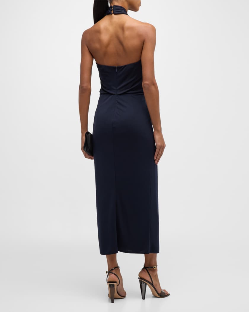 Cinq a Sept Kaily Twisted Jersey Halter Maxi Dress | Neiman Marcus