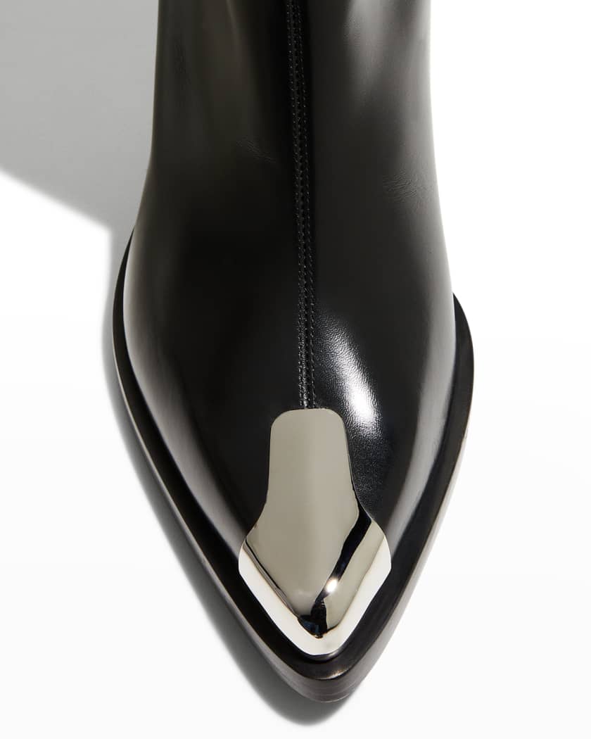 Alexander McQueen Boxcar Calfskin Cap Toe Ankle Booties Neiman