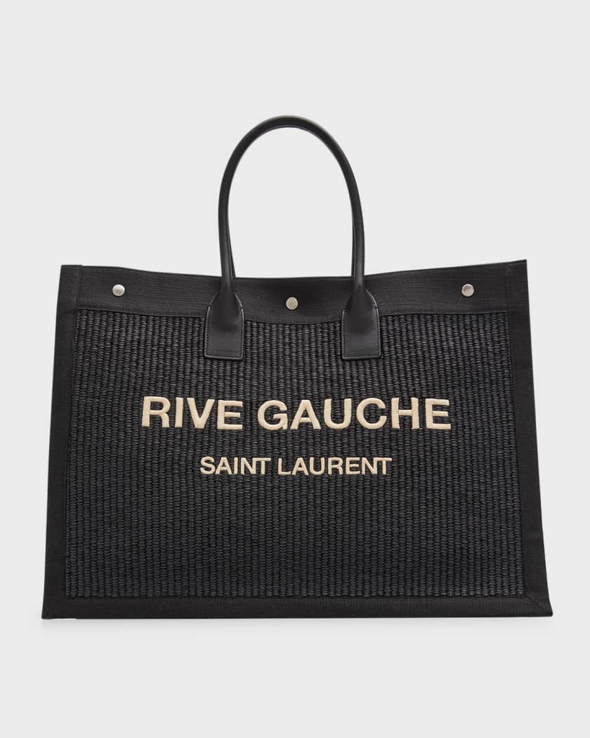 Saint Laurent Rive Gauche Large Raffia Tote Bag in Black for Men