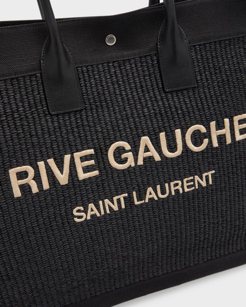 Saint Laurent - Black Raffia & Leather Rive Gauche Small Tote Bag