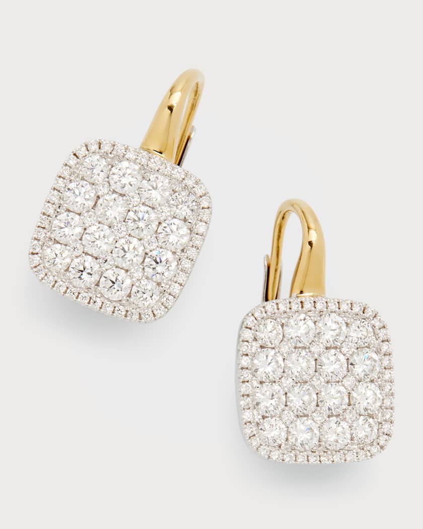 Yellow and White Gold Firenze II Diamond Cushion Polished Earrings