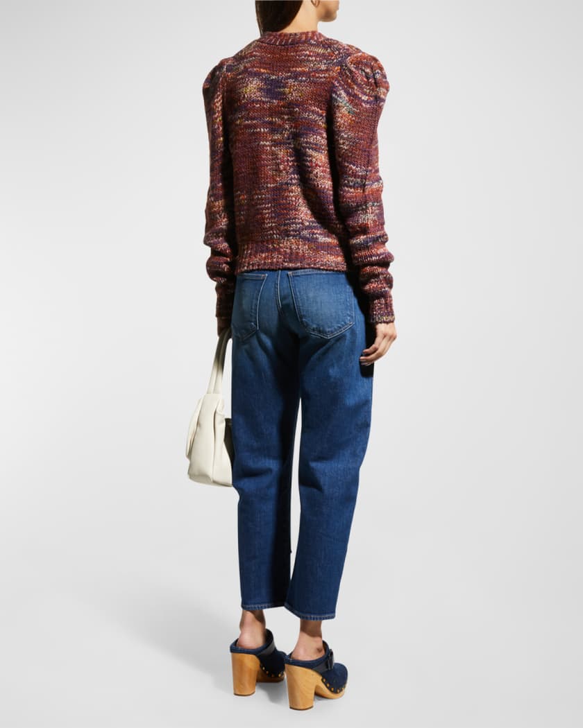 Veronica Beard Amosa Knit Puff-Sleeve Cardigan | Neiman Marcus