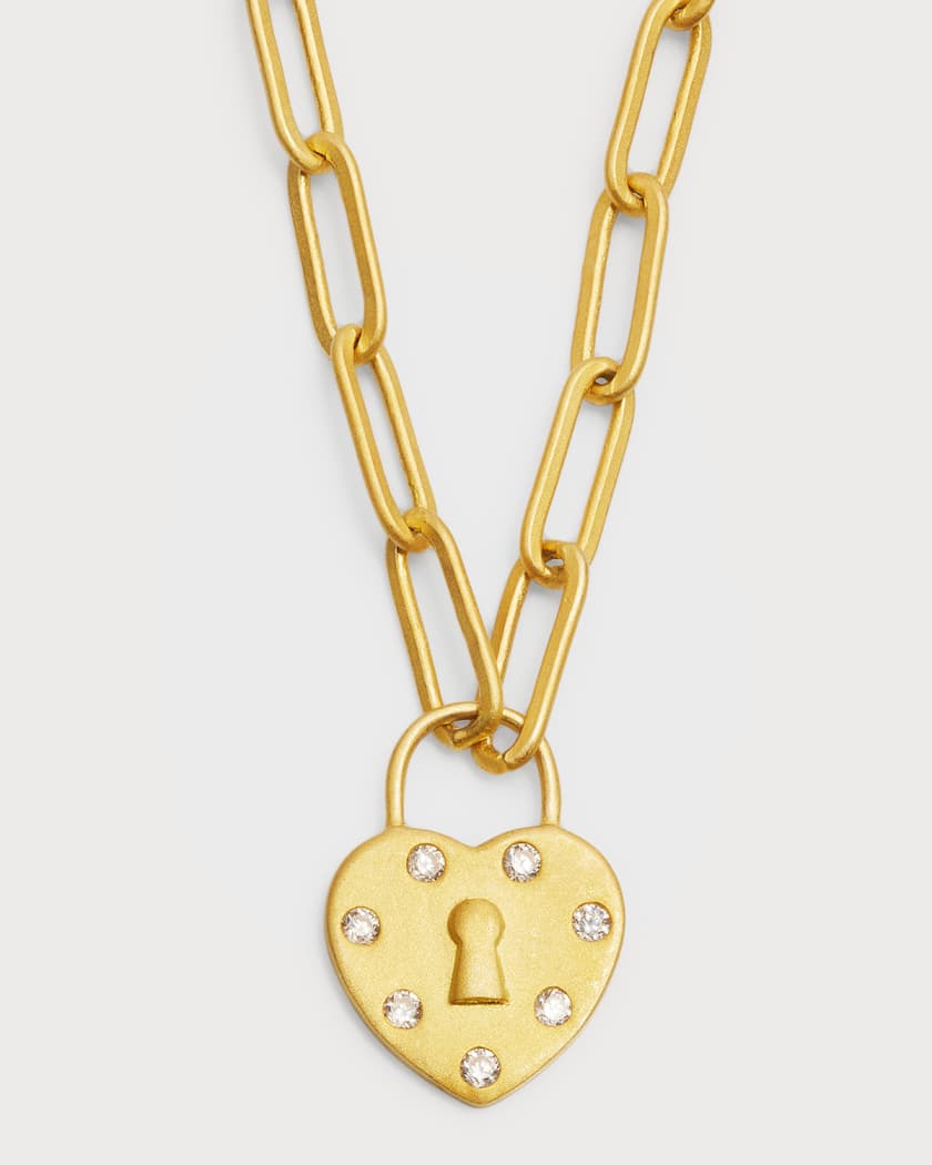 Chain-Link Heart Lock Necklace