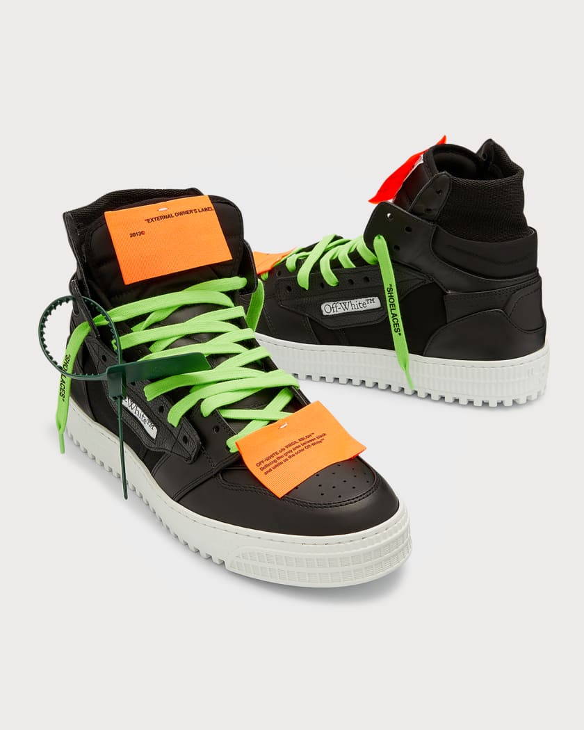 Off-White Men's 3.0 Off Court Leather High-Top Sneakers, Black Orange, Men's, 9D, Sneakers & Trainers High Top Sneakers