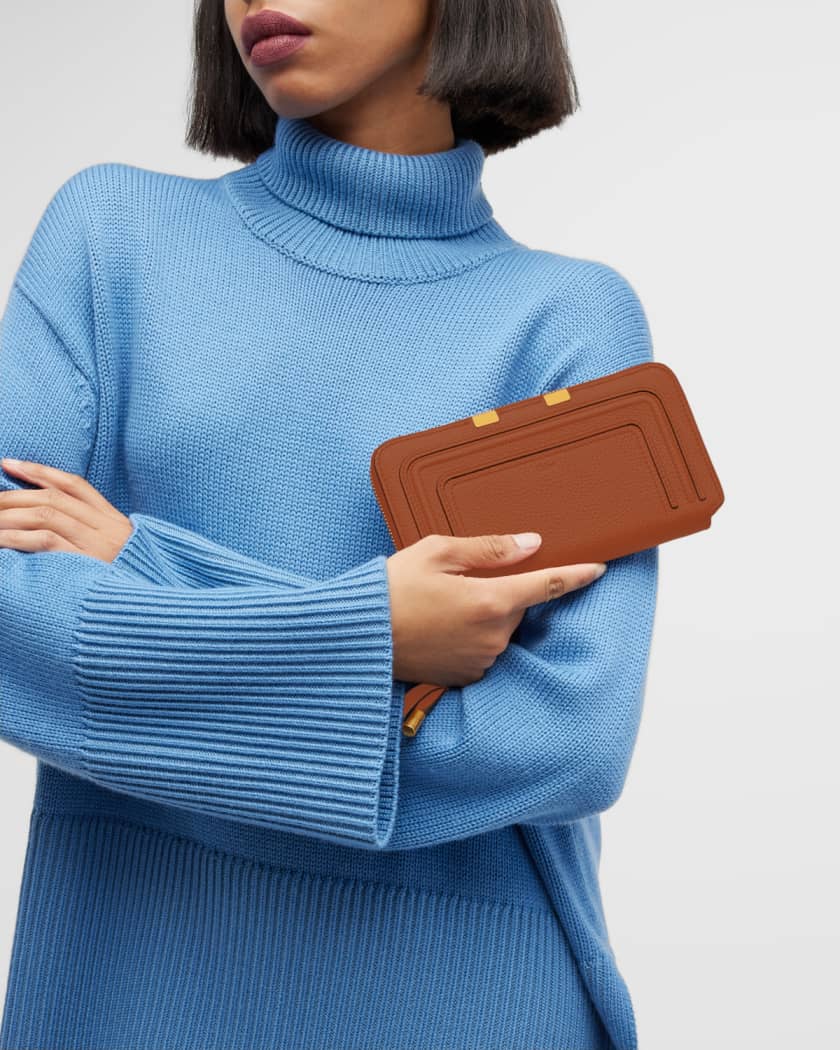 Chloé Marcie Square Leather Wallet Tan