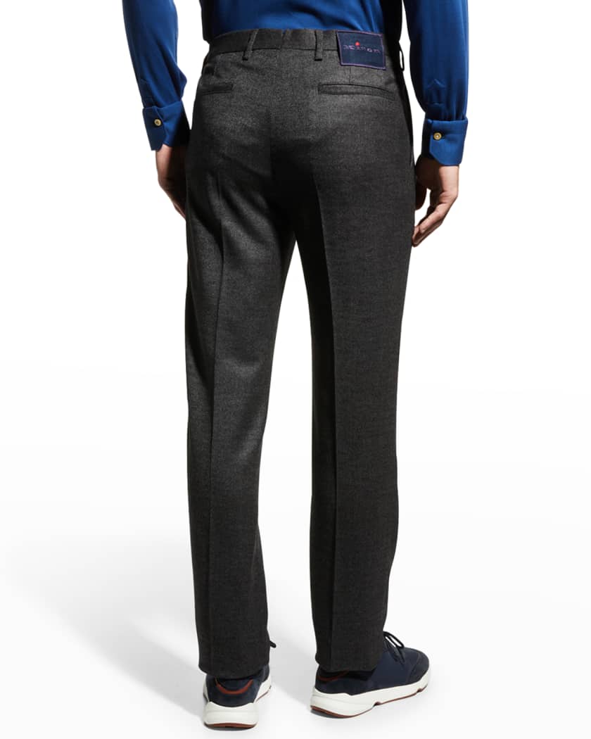 Kiton Men's Wool-Cashmere Tic Pants | Neiman Marcus