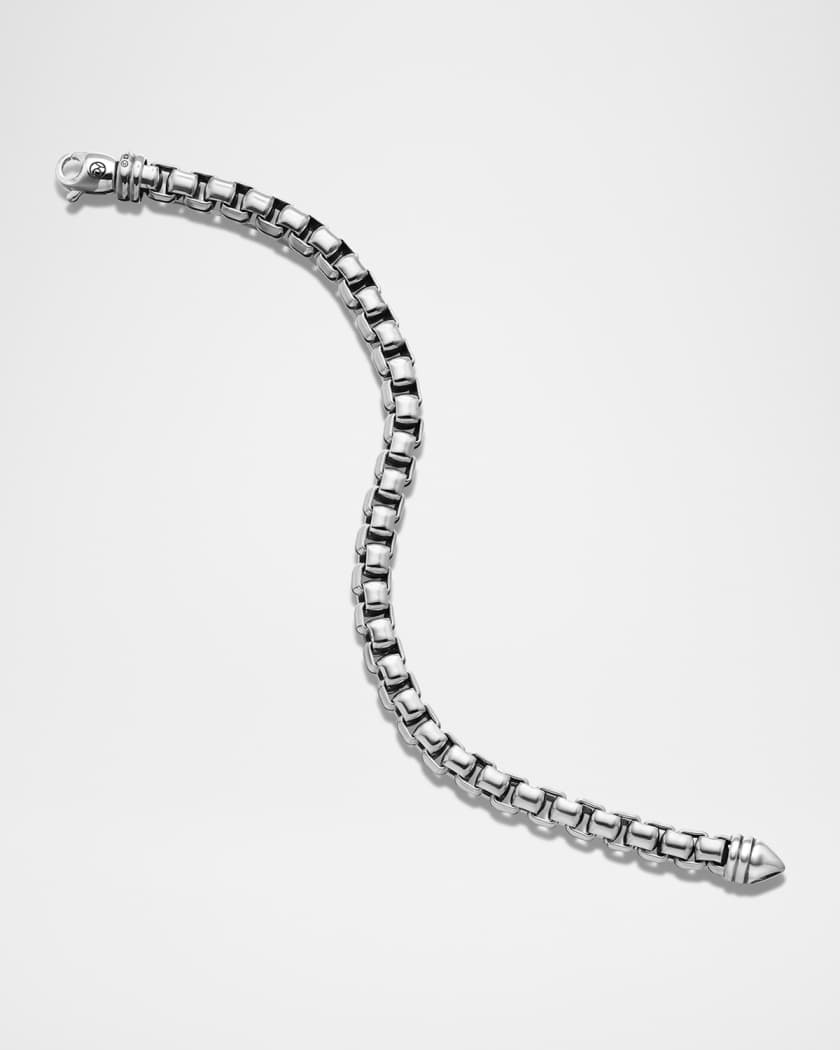 Men's Box Chain Bracelet in Silver, 7mm