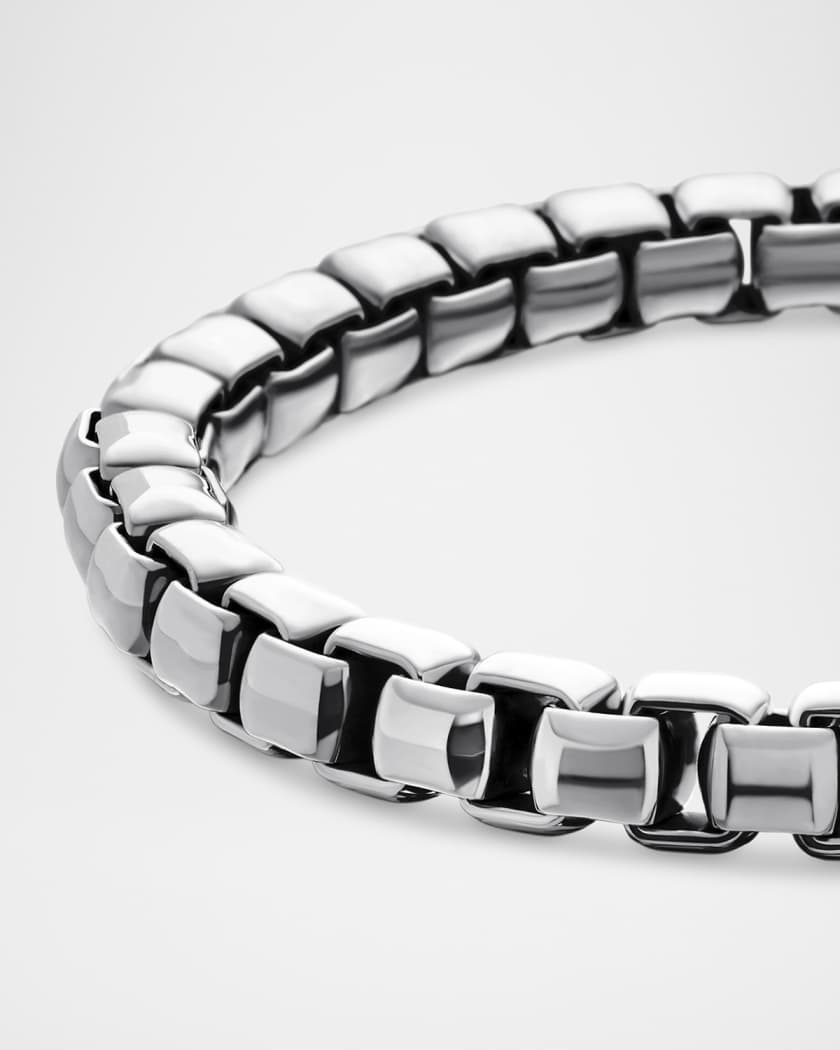 Men's Box Chain Bracelet in Silver, 7mm