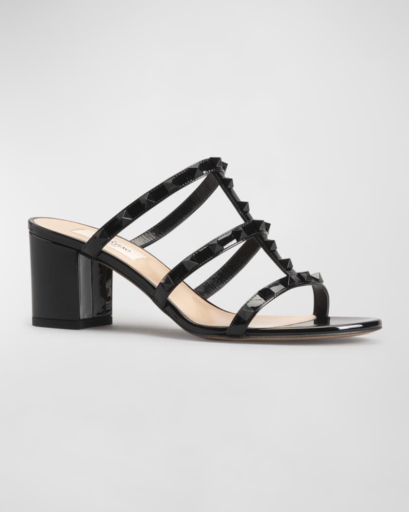 Valentino Garavani Rockstud Tonal Patent Caged Sandals Neiman Marcus