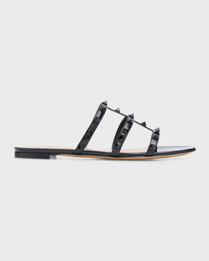 Valentino Garavani Rockstud Slide Sandals in Black