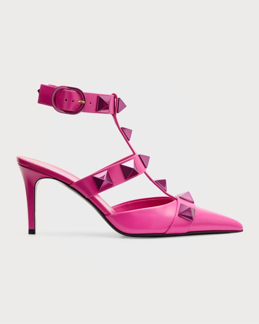 Valentino Garavani Roman Ankle-Strap Leather Pumps | Neiman Marcus