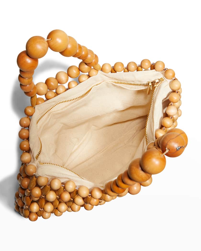 Cult Gaia Cora Large Beaded Wood Top-Handle Bag | Neiman Marcus