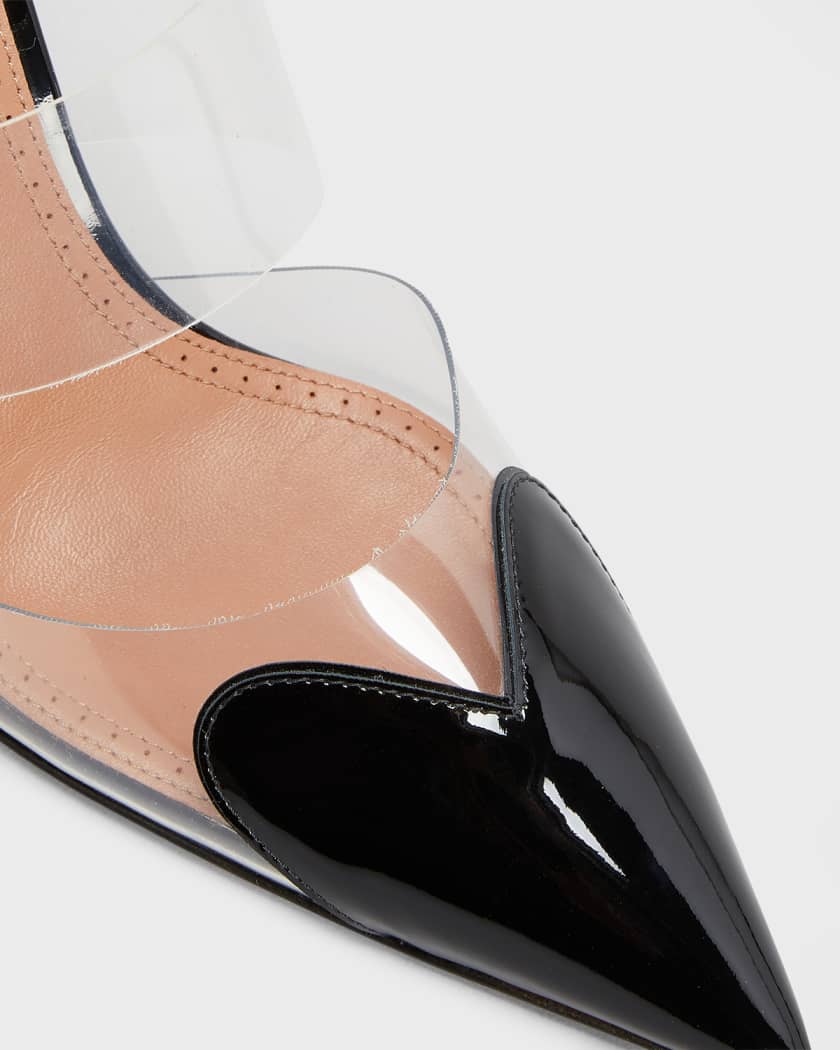 Clear Cap-Toe Mule Pumps