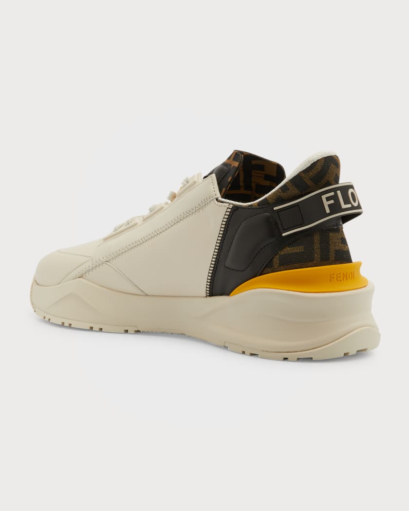 Fendi Match Mixed Leather Mid-Top Sneakers