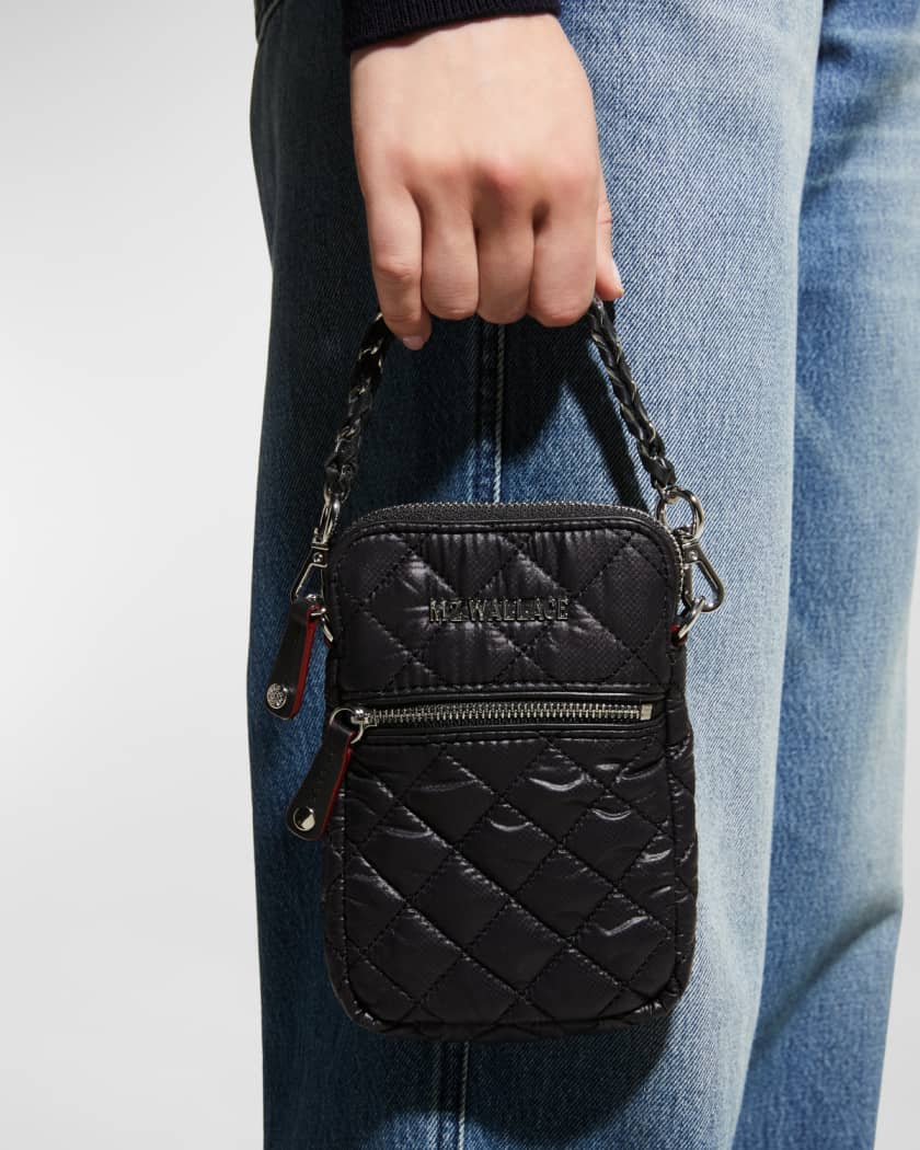 Mz Wallace Micro Crosby Quilted Nylon Crossbody Bag In Anthracite