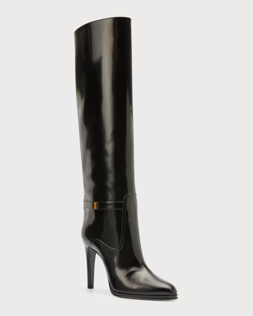 Linda Patent Buckle Knee Boots