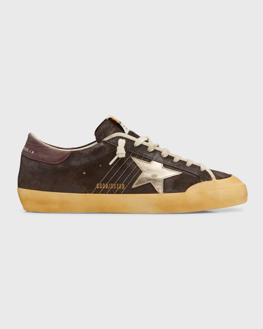 Golden Goose Men S Super Star Waxed Suede Low Top Sneakers Neiman Marcus