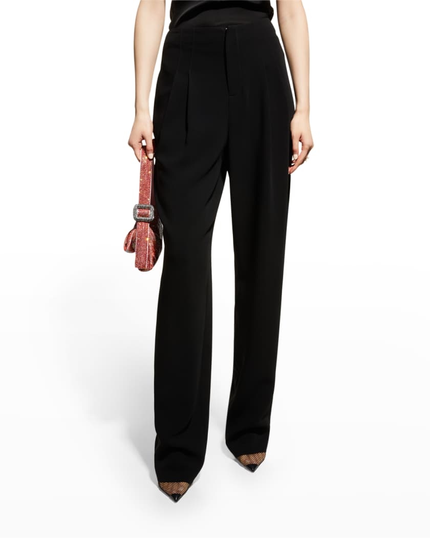 Ruthy Pleated-Front Crepe Pants