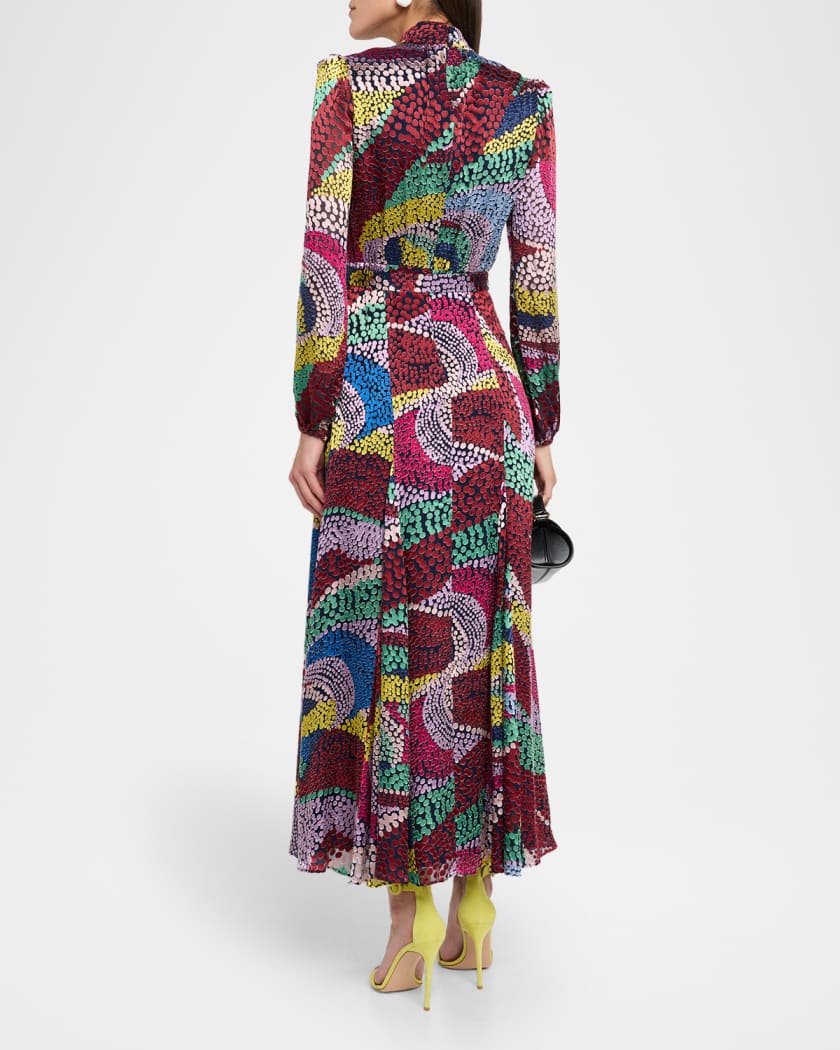 Jacqui-B Belted Floral Silk Midi Dress