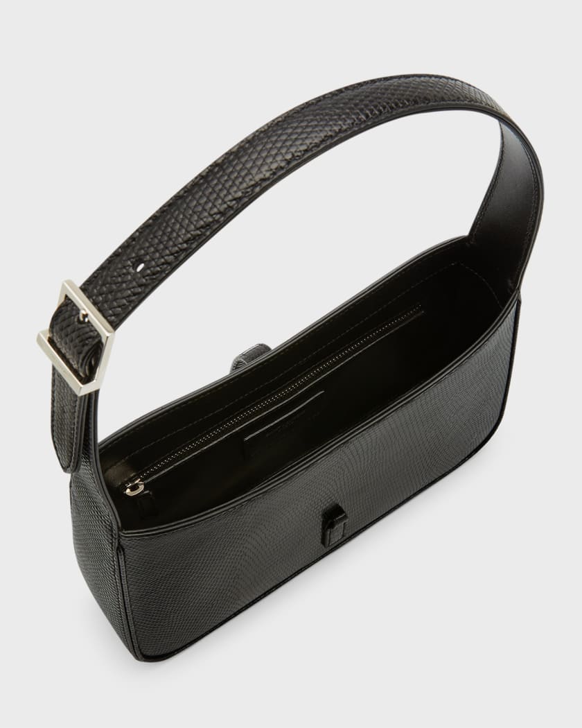 Italian Made Women's Crossbody Handbag | Premium Genuine Leather Bag | Designed in London | Black (Blue Diamond Strap) | Elie Beaumont