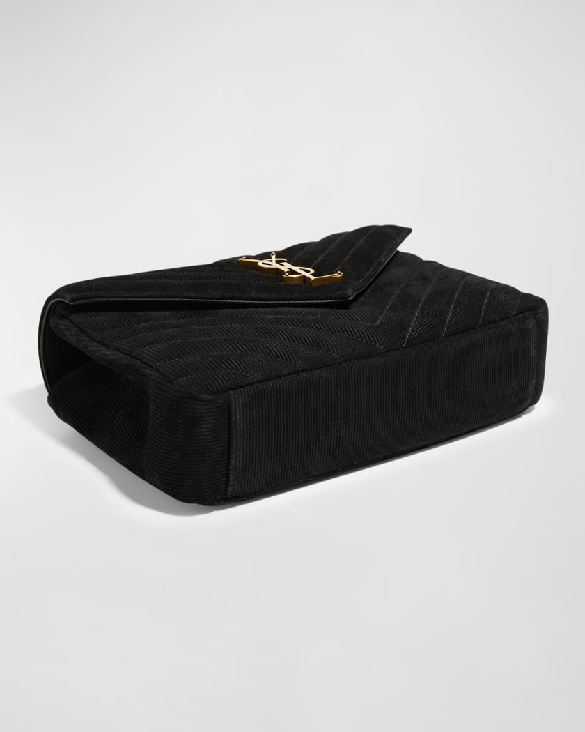 Saint Laurent College Medium YSL Striped Suede Shoulder Bag