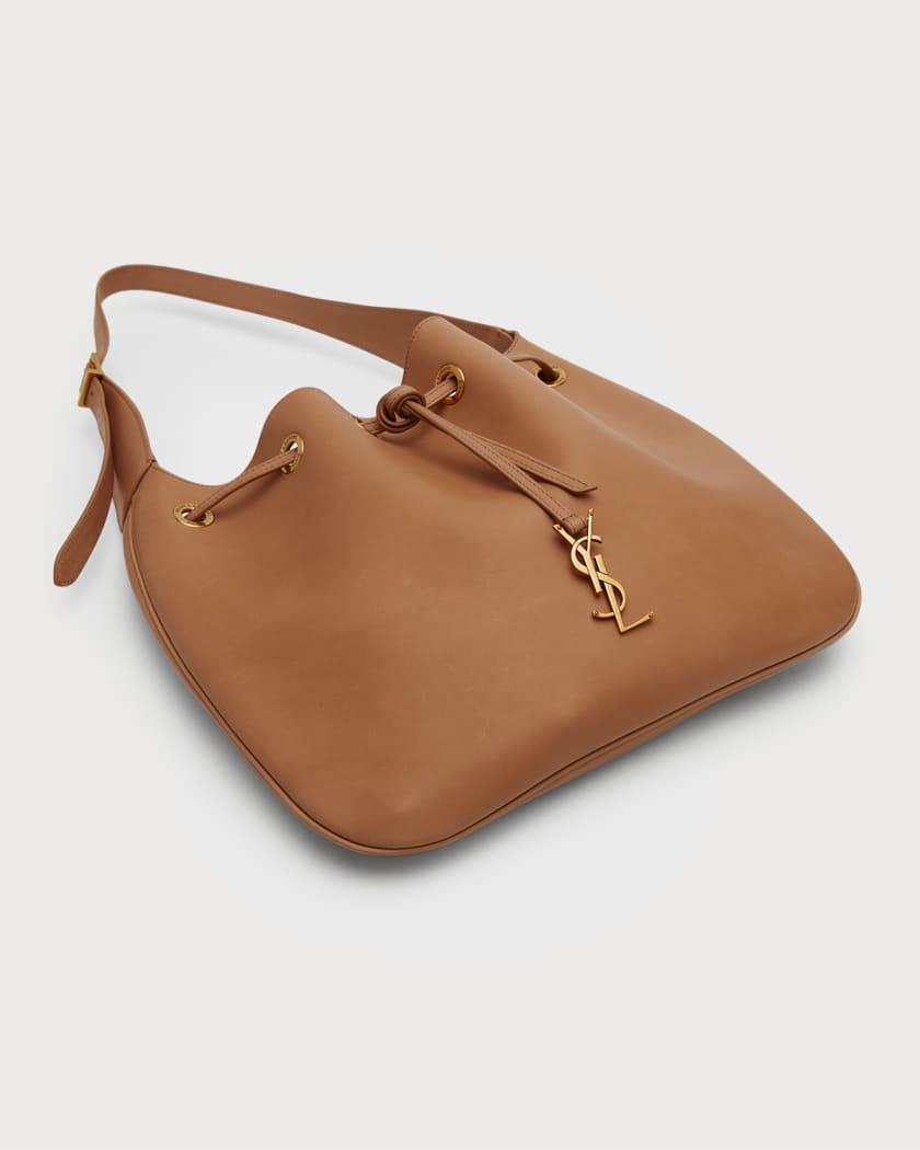 Saint Laurent Rive Gauche Smooth Leather Large Tote Bag - Camel