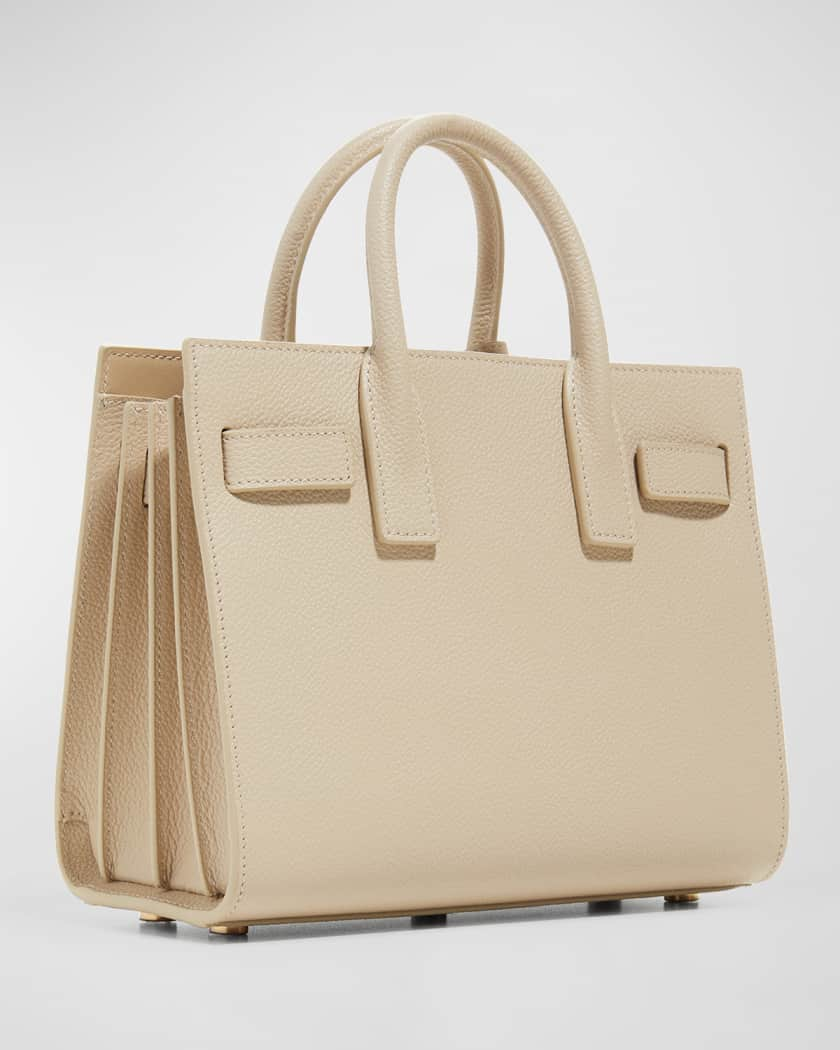 Sac De Jour Nano Leather Tote Bag in Beige - Saint Laurent