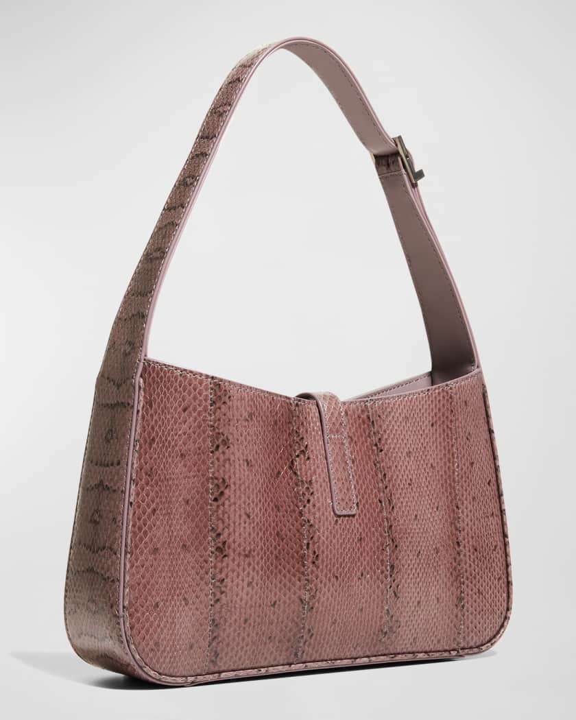 Mini Snakeskin Embossed Chain Square Bag