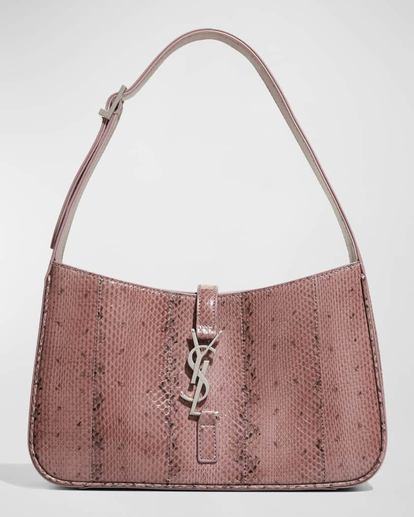 Saint Laurent Le 5 A 7 Ysl Snakeskin Shoulder Bag Rose