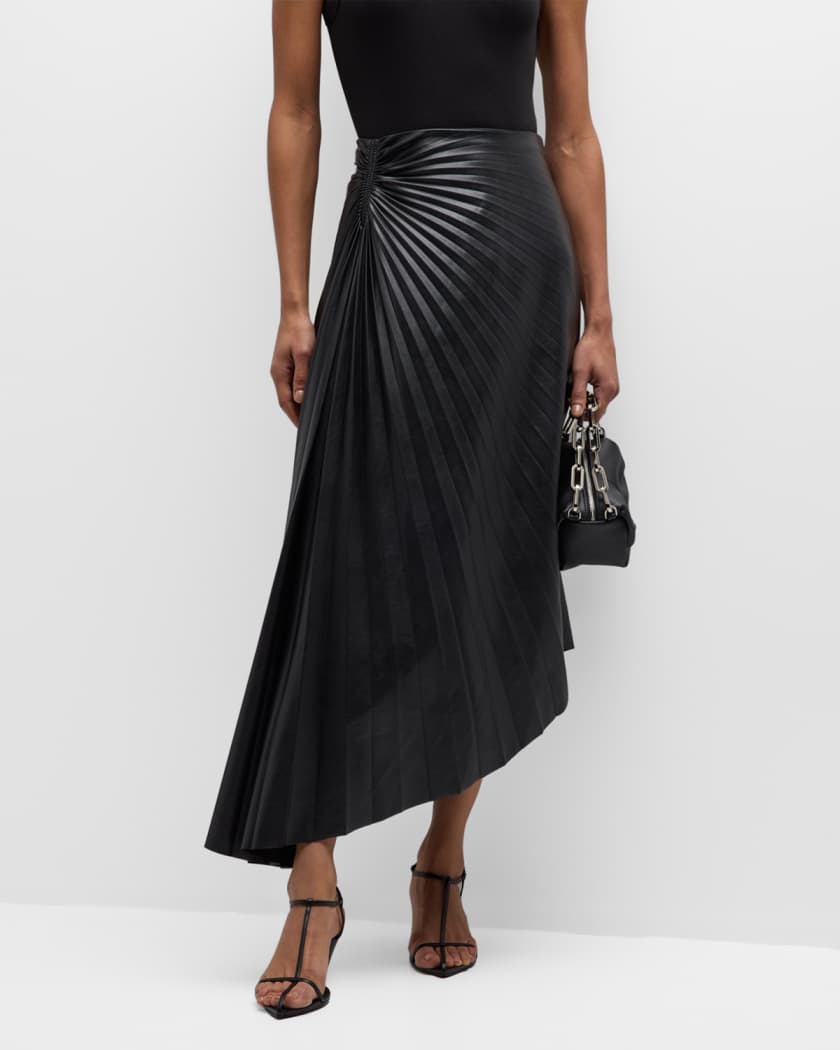 Pleated leather wrap skirt hot sale