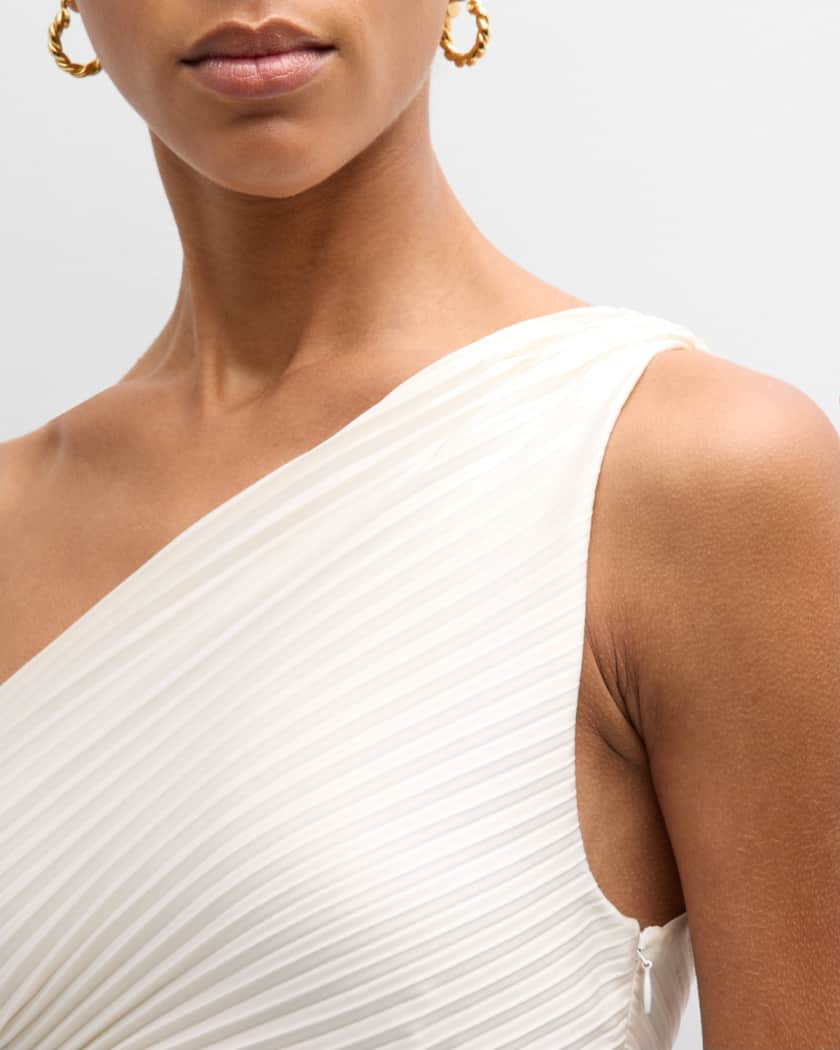 A.L.C. Delfina Pleated Long Asymmetric One-Shoulder Dress | Neiman 