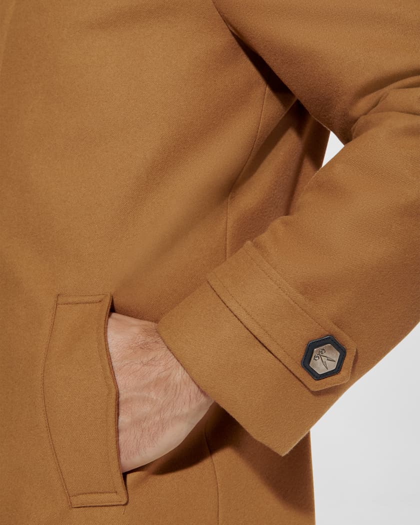 Melton car coat store with removable bib